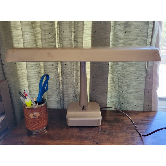 Vintage Mid Century Steel Gooseneck Fluorescent Desk Lamp - works - Picture 1 of 10